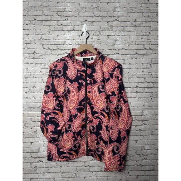 Onque Casuals Jackets & Blazers - Onque Casual Women's Paisley Floral Full Zip Jacket - Size L